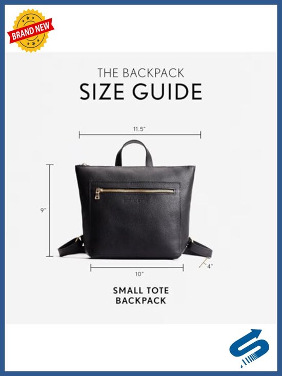 Full-Grain Leather Small Tote Backpack with Zipper Closure and Exterior Pocket main image 5